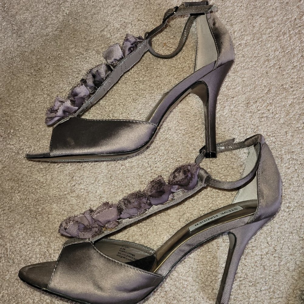 FINAL PRICE Steve Madden Taupe Satin Stiletto Sandals